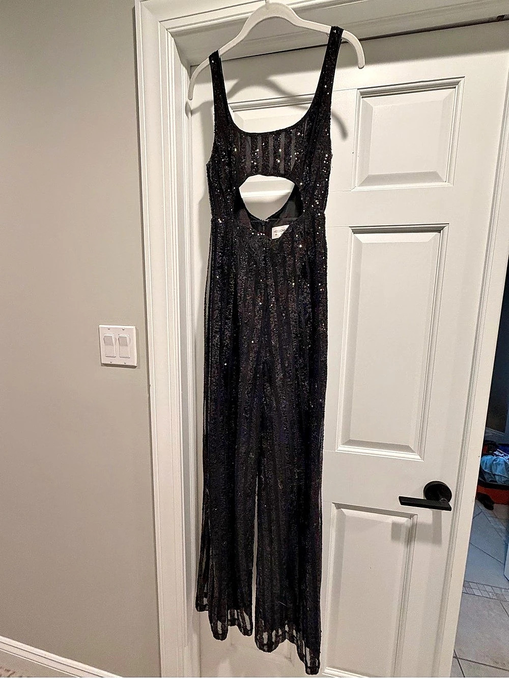 Hello Molly Sequin Cutout Maxi Jumpsuit in Black Size XS